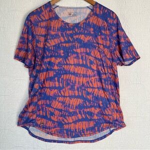 Janji Womens XXL Run All Day Tee Shirt Run Everywhere Short Sleeve Blue Orange